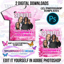 Load image into Gallery viewer, Digital Photoshop 3D Aveda Pink Rose Graduation Editable Template for Sublimation or DTF