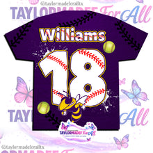 Load image into Gallery viewer, Purple Yellowjacket Softball 3D Sports All Over Print Shirt