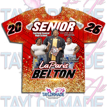 Load image into Gallery viewer, Digital Photoshop 3D Gold Glitter Red Fairfield Graduation Editable Template for Sublimation or DTF
