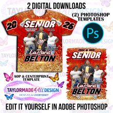 Load image into Gallery viewer, Digital Photoshop 3D Gold Glitter Red Fairfield Graduation Editable Template for Sublimation or DTF