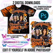 Load image into Gallery viewer, Digital Photoshop 3D Tiger 2026 Graduation Editable Template for Sublimation or DTF
