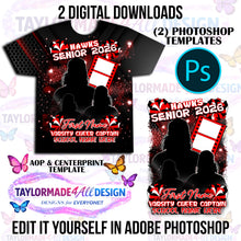 Load image into Gallery viewer, Digital Photoshop 3D Senior Red Cheer Graduation Editable Template for Sublimation or DTF