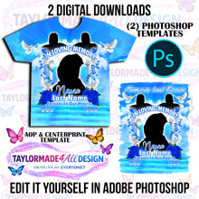 Load image into Gallery viewer, Digital Photoshop 3D Blue Stairway Rose Rip Memorial Editable Template for Sublimation or DTF