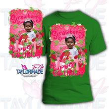 Load image into Gallery viewer, Strawberry Birthday Shirt DTF Centerprint Cotton Shirt
