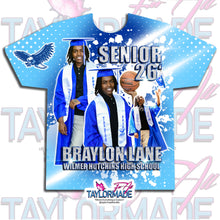 Load image into Gallery viewer, Digital Photoshop 3D Wilmer Hutchins Light Blue Graduation Editable Template for Sublimation or DTF