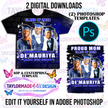 Load image into Gallery viewer, Digital Photoshop 3D Blue Nimitz Graduation Editable Template for Sublimation or DTF
