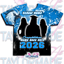 Load image into Gallery viewer, Digital Photoshop 3D Blue Black Grunge Graduation Editable Template for Sublimation or DTF
