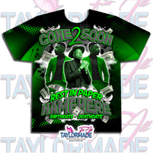 Load image into Gallery viewer, Digital Photoshop 3D Gone 2 Soon Lime Green Rose Rip Memorial Editable Template for Sublimation or DTF
