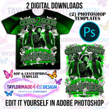Load image into Gallery viewer, Digital Photoshop 3D Gone 2 Soon Lime Green Rose Rip Memorial Editable Template for Sublimation or DTF
