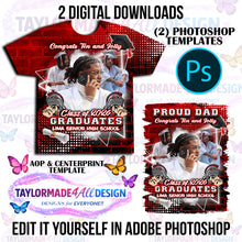 Load image into Gallery viewer, Digital Photoshop 3D Red Lima Graduation Editable Template for Sublimation or DTF
