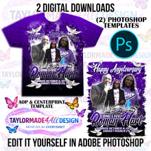 Load image into Gallery viewer, Digital Photoshop 3D Purple Music Notes Rip Memorial Editable Template for Sublimation or DTF
