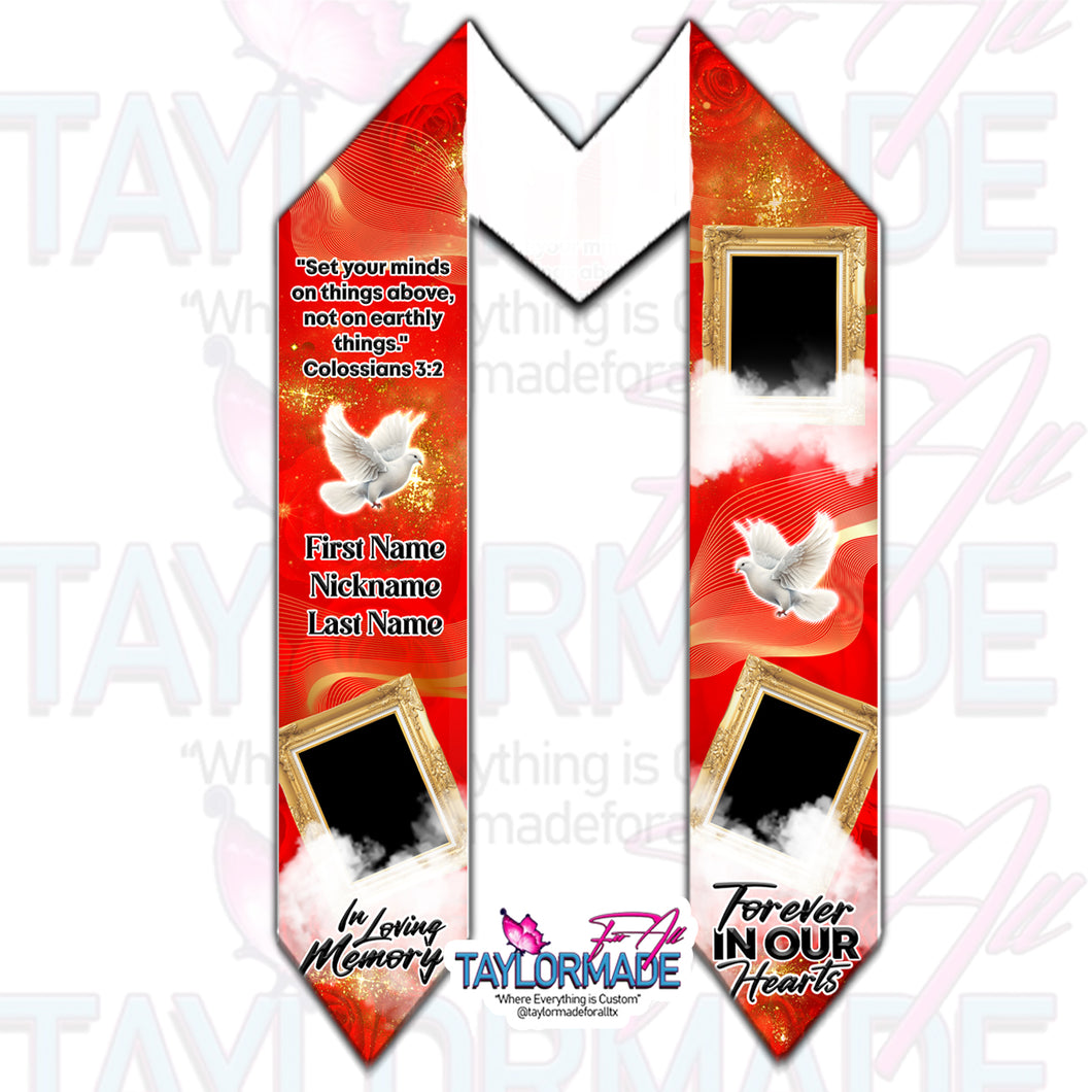 Heavenly Red Rose Memorial/Rip Stole/Sash