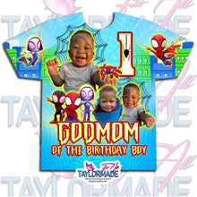 Load image into Gallery viewer, Spidey and Friends 3D Birthday Shirt
