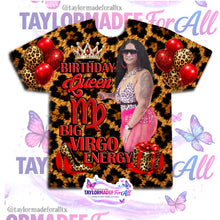 Load image into Gallery viewer, Leopard Print Red Crown Virgo 3D Birthday Shirt
