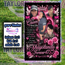 Load image into Gallery viewer, Pink Rose, Hearts Memorial/Rip Grave Blanket
