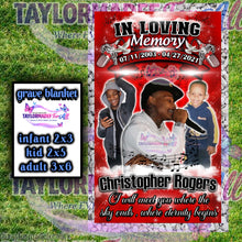 Load image into Gallery viewer, Red Music Notes Memorial/Rip Grave Blanket
