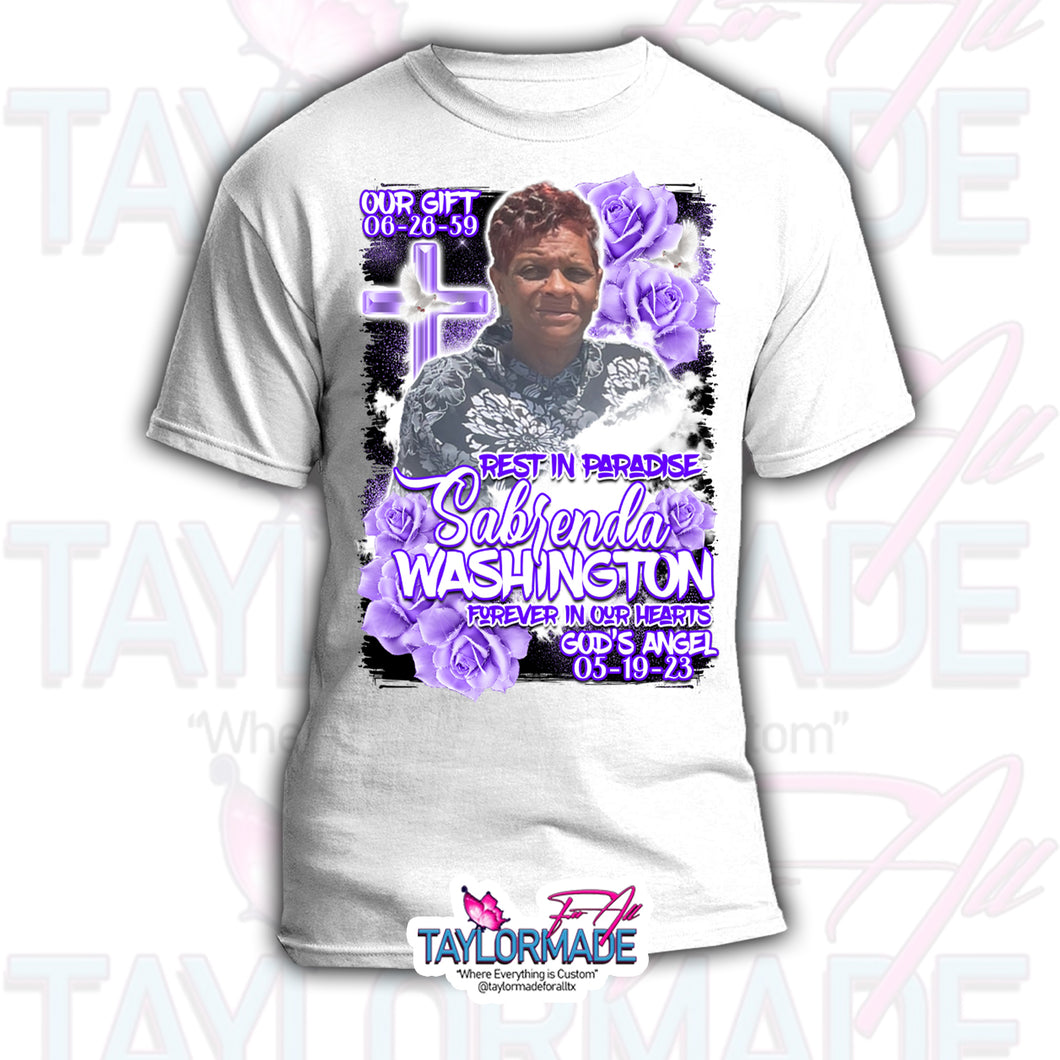 Cross Rose Memorial/Rip Shirt DTF Centerprint Cotton Shirt