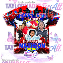Load image into Gallery viewer, Spiderman/Sonic 3D Birthday Shirt
